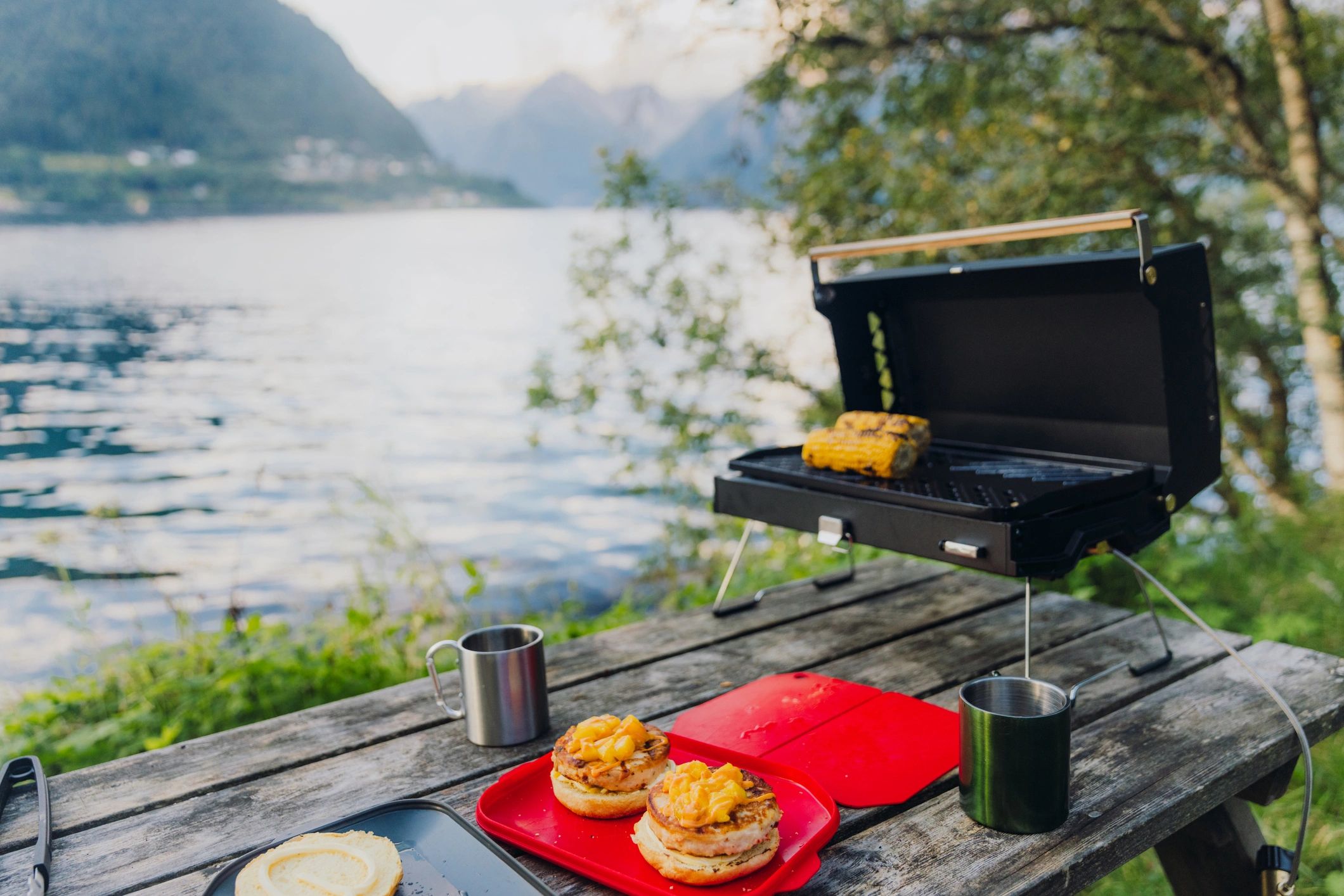 Outdoor grill scene for lifestyle quote section